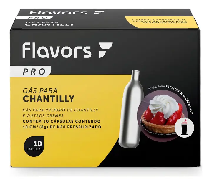 Capsulas De Gás Sifão Chantilly N2O 10 Unidades Flavors