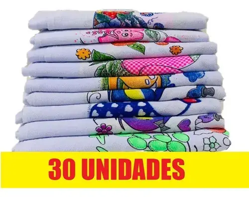Kit 30 Panos de Prato Algodão TATI Pé de Galinha Estampado