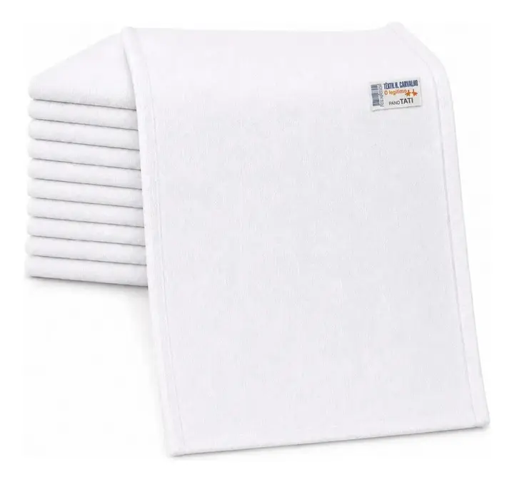 Kit 5 Panos de Prato Algodão Branco Pé de Galinha 66x41cm Têxtil H. Carvalho