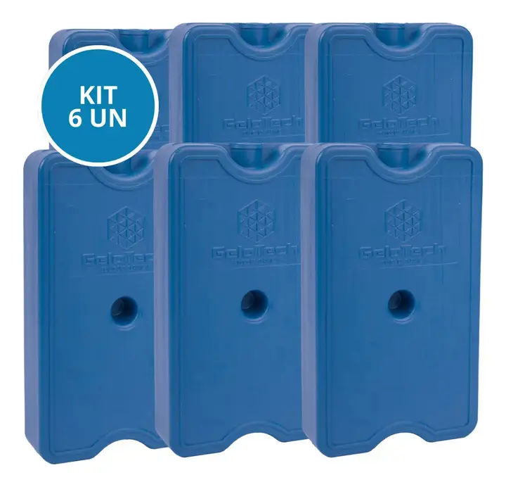 KIT 6 Gelo Gel Artificial Reutilizável Rígido 500ml Gelotech Cooler Caixa Térmica Isopor Transporte Alimentos Bebidas