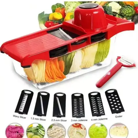 Cortador Fatiador Legumes Batata Frutas Multifuncional Cor Vermelho
