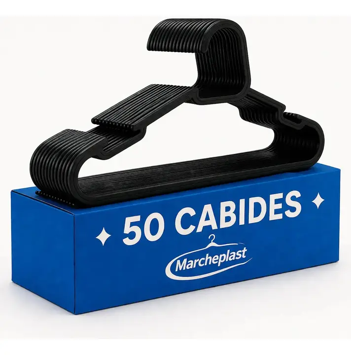 Kit 50 Cabide Adulto Preto Organizador Roupa Reforçado