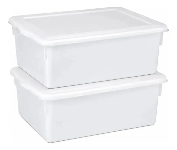 Kit 2 Caixas Organizadoras Plástico Tampa Branca 16,5L Pleion