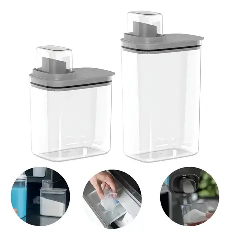 Kit Dispenser Lavanderia 1,5L e 2,3L Cinza Linha Flow Ou