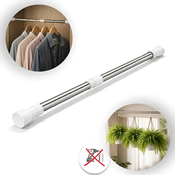 Varão Extensível Extensor Cortina Box Banheiro 110cm A 200cm Branco