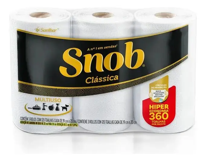 Papel Toalha Snob Folha Dupla 22cm Pacote Hiper 360 Folhas