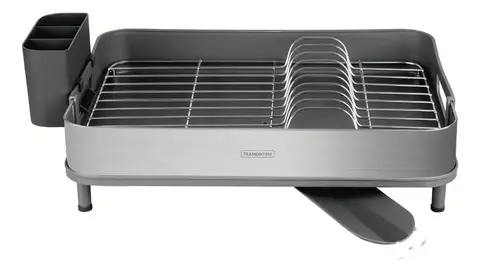 Escorredor Louça Tramontina Inox C/ Porta Talher Removível Cor Grafite