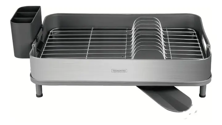 Escorredor Louça Tramontina Inox C/ Porta Talher Removível Cor Grafite