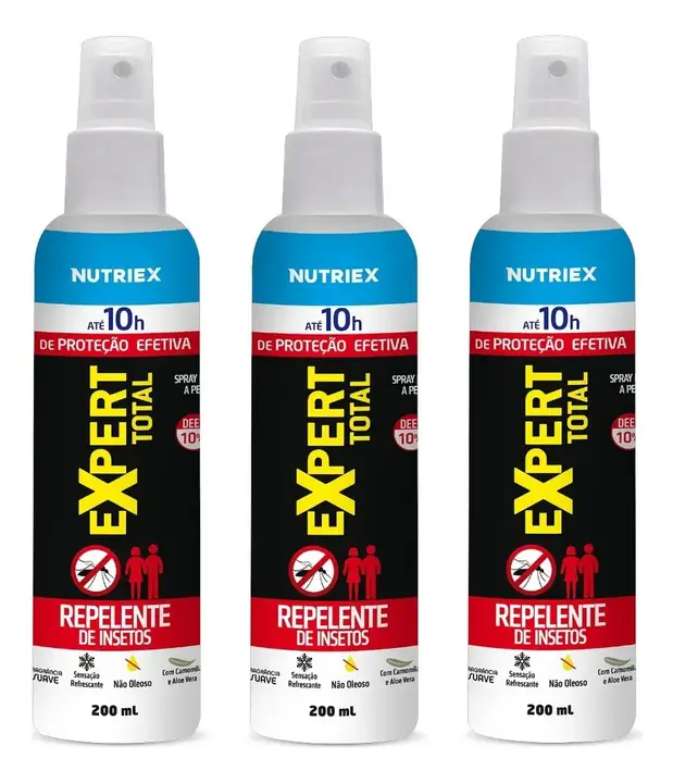 Repelente Spray Pele Nutriex 10h Proteção 200ml Kit 3 Unidades