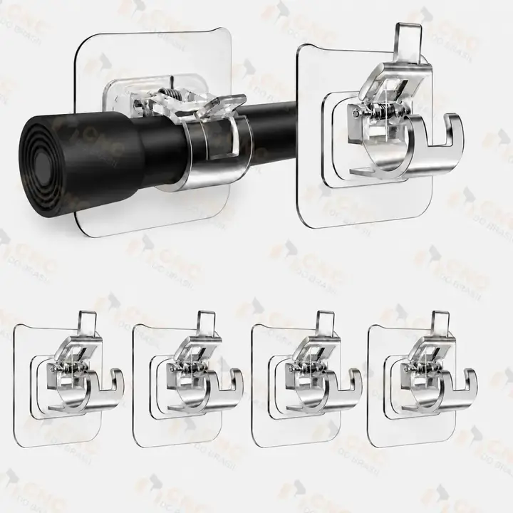 Kit 4 Suporte Varão Cortina Adesivo Sem Furos Transparente Gancho Autoadesivo Cnc Do Brasil