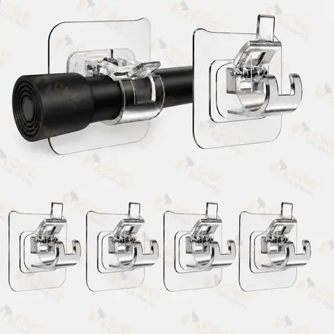 Kit 4 Suporte Varão Cortina Adesivo Sem Furos Transparente Gancho Autoadesivo Cnc Do Brasil