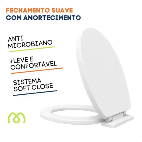 Assento Sanitário Oval Universal Maeto com Fechamento Suave e Easy Clean