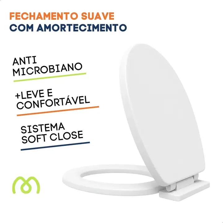 Assento Sanitário Oval Universal Maeto com Fechamento Suave e Easy Clean