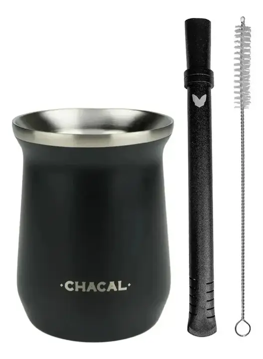 Kit Terere Chacal Copo Bomba E Escova Inox Preto