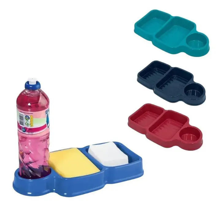 Kit Organizador de Pia Decorplast para Detergente, Sabão e Esponja – Azul