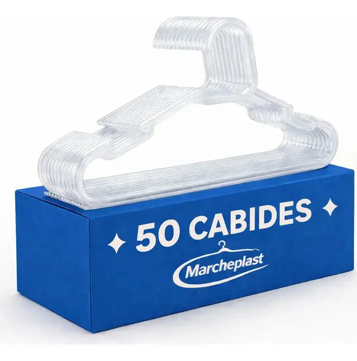 Kit 50 Cabide Adulto Acrílico Transparente Organizador Roupa