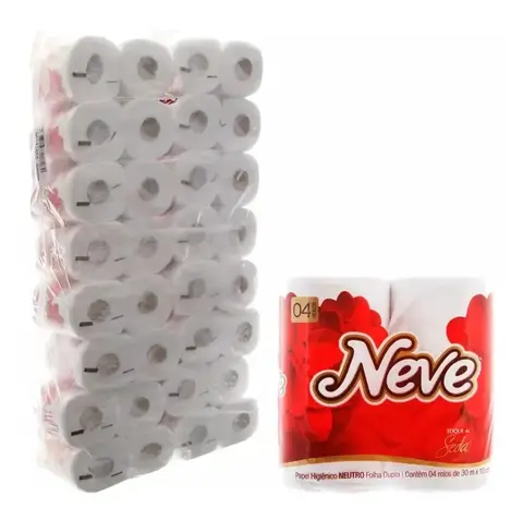Fardo Papel Higiênico Neve Folha Dupla Seda 64 Rolos