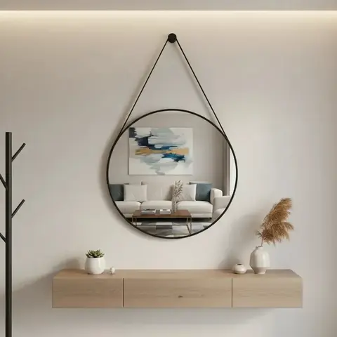 Espelho Redondo Adnet Preto de 40 cm para Banheiro e Sala