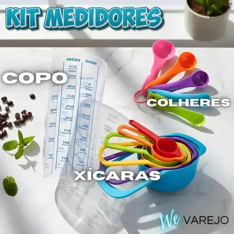 Kit Copo Medidor Colheres Medidoras Xícaras Medidas Receitas Variados