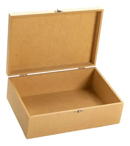 Caixa Organizadora MDF Comprare 20x12x7cm Cru Com Tampa e Fecho