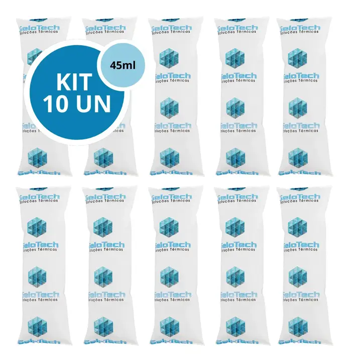 Kit 10 Gelo Gel Artificial Reutilizável Flexível 45g Azul-marinho
