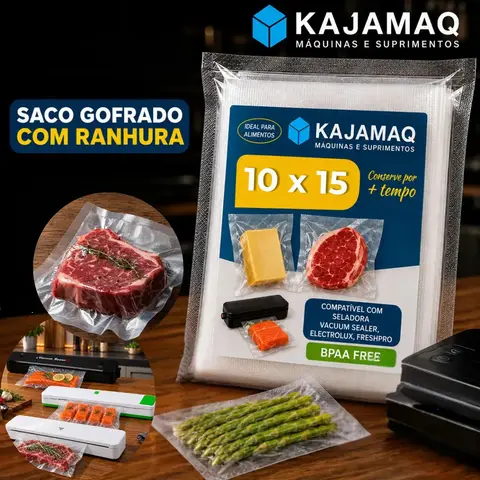 100 Sacos 10x15 Embalagem Ranhuras Gofrada Seladora A Vácuo Embalagens Para Seladoras Domesticas Kit Ranhurado Selar Alimentos Sous Vide