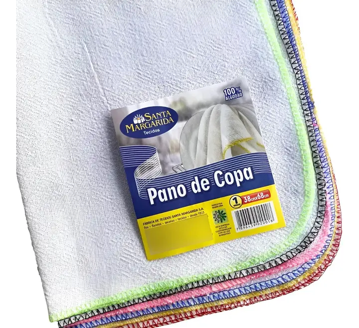 Pano De Pratos Santa Margarida Do Algodão Em Cor Branco E Design Lisa 68cm X 38cm