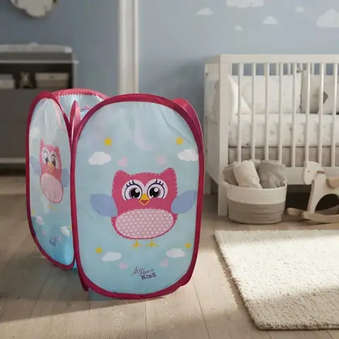 Cesto Roupas Infantil Dobravel Organizador De Brinquedos Coruja