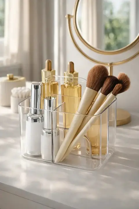 Organizador Multiuso Mesa Maquiagem Pincel Skincare Banheiro Cristal