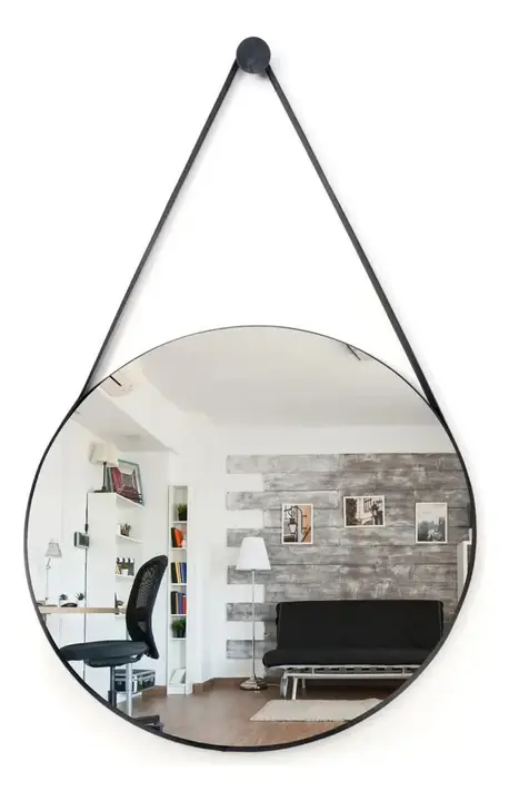 Espelho Adnet Redondo Para Banheiro Quarto Sala 30cm Moldura Marrom
