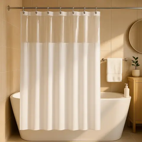 Cortina Box Banheiro Lisa Antimofo Pvc Grosso Com Visor Cortina Box Branco