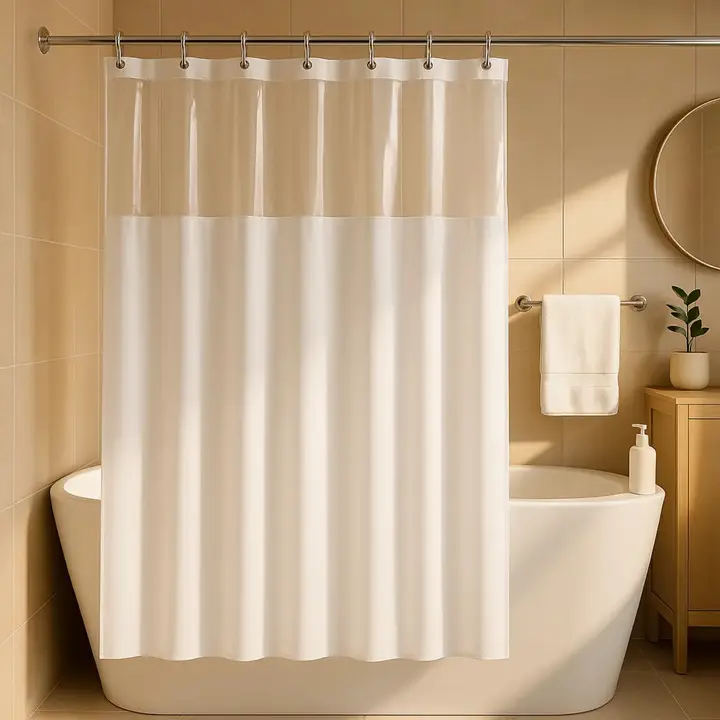 Cortina Box Banheiro Lisa Antimofo Pvc Grosso Com Visor Cortina Box Branco
