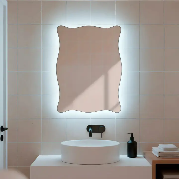 Espelho de Parede Paris com LED 44x64 cm Ideal para Sala, Quarto e Banheiro - Moldura Lapidada Paris com Iluminação LED Fria, Perfeito para Decoração e Iluminação Divesos Ambientes