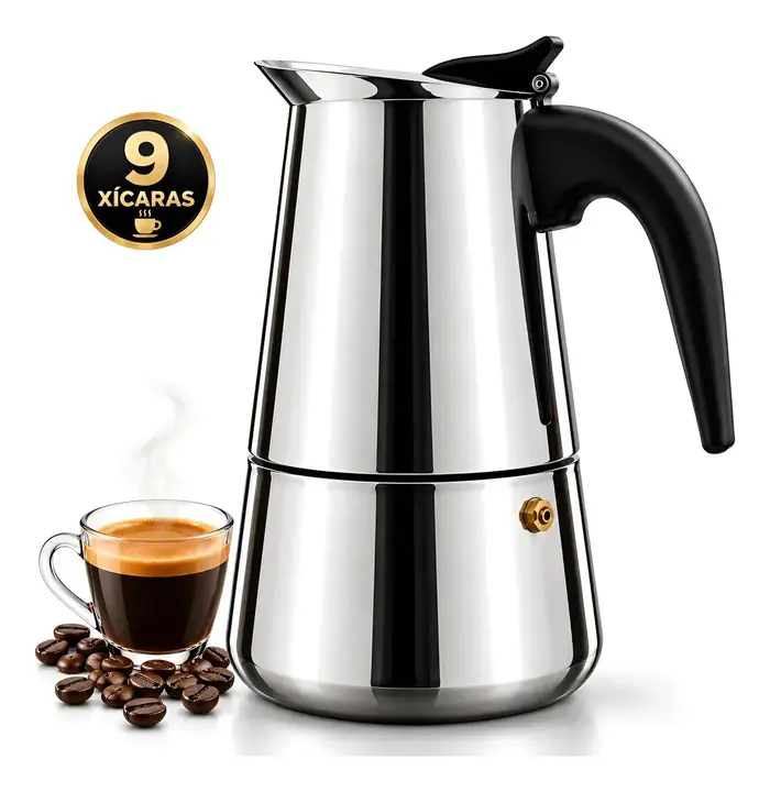 Cafeteira Italiana de Aço Inoxidável 450 mL para 9 Xícaras