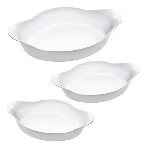 Marinex Conjunto de Assadeiras Oval Opaline 3 Peças Branco
