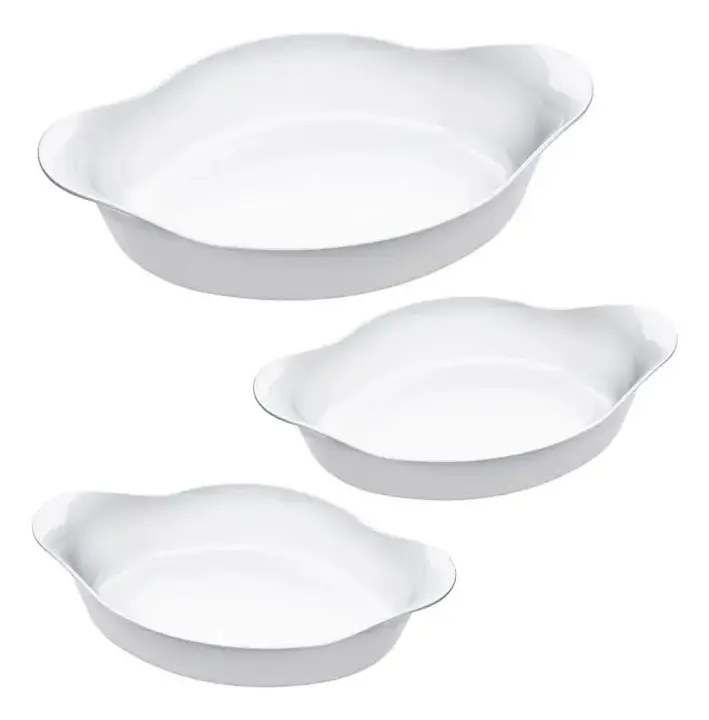 Marinex Conjunto de Assadeiras Oval Opaline 3 Peças Branco